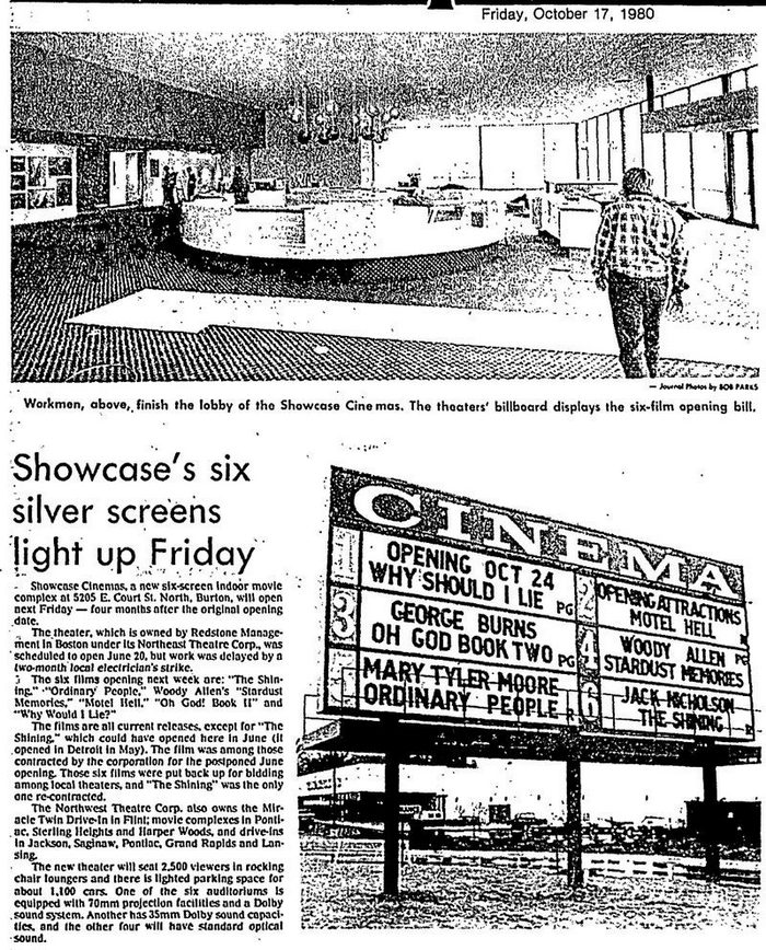 Showcase Cinemas Flint East - 1980 Article On Opening (newer photo)